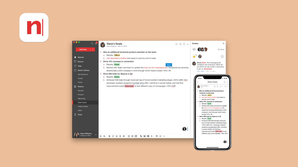 Notejoy is a OneNote alternative for note taking and task management. Image powered by Nimbus Platform