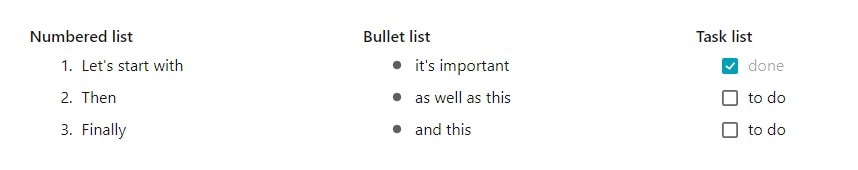 Add any list by clicking on the three dots on the left side of block 