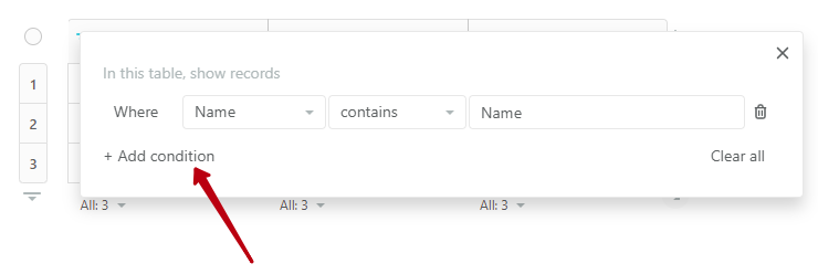 You can also use multiple filters. To do this, open the filter bar and click Add condition, then enter the filter values.