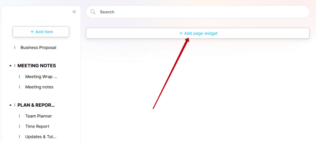 Adding Page Widget