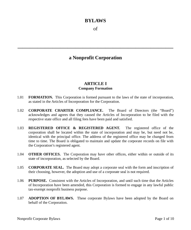 Documentation of Company Bylaws. Image powered by Nimbus Platform