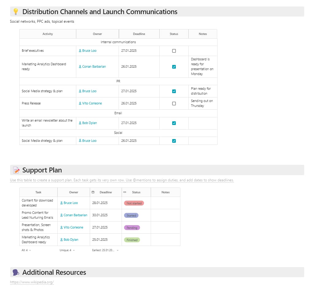 Product Launch Template. Image powered by Nimbus Platform