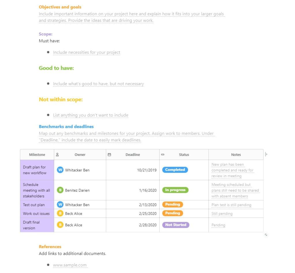 Project Planning Template. Image powered by Nimbus Platform