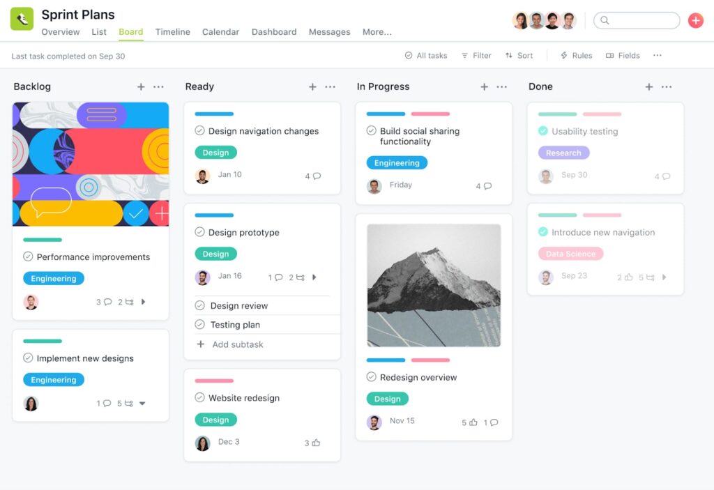 Asana. Bild powered by FuseBase.