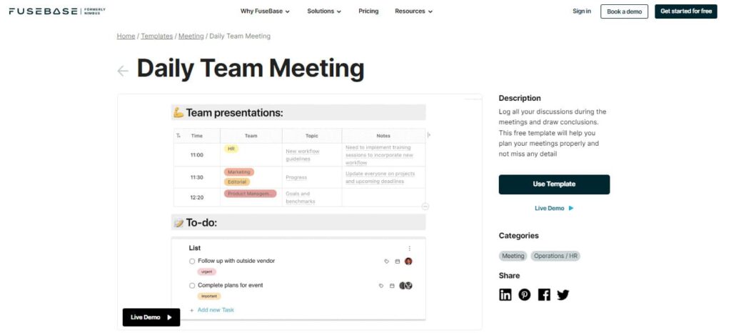 FuseBase Templates are the Key To Make Your Meeting Agenda Work. Article by FuseBase