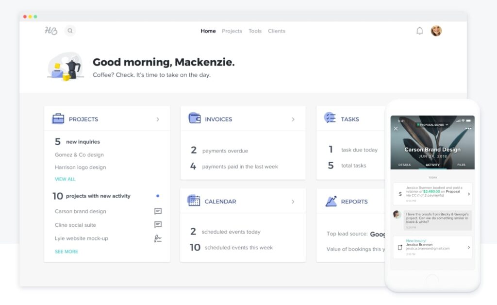 Honeybook. Bild powered by FuseBase.