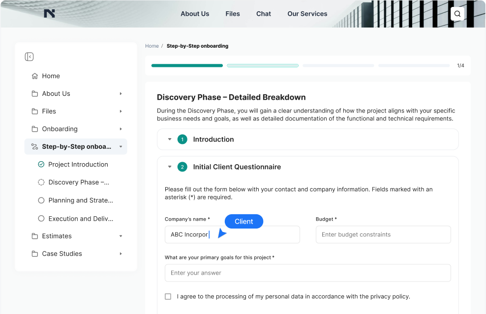 Was ist Client Onboarding? Bild powered by FuseBase.