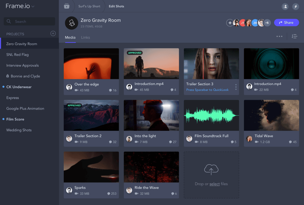 Frame.io as an alternative to Replay. Image powered by FuseBase.